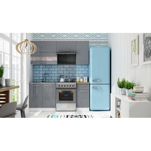 Virtuves komplekts TIFFANY 180, pelēks glancēts